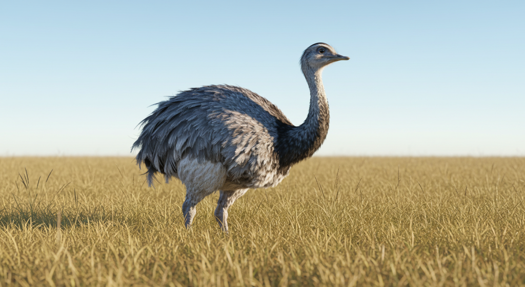 ñandú chileno en su hábitat natural en la Patagonia sur