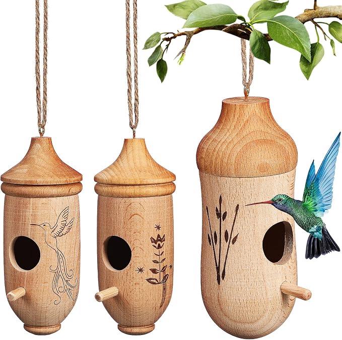 Set de 3 nidos colgantes YARNOW color azul para aves pequeñas y colibríes